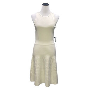NWT Express Womens M Cream Tank Top Fit/Flare Knit Sweater Dress Midi Versatile